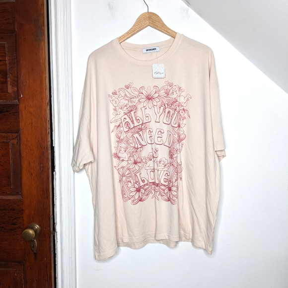 DAYDREAMER All You Need is Love One Size Tee in Antique White NEW